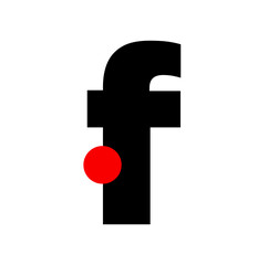 F letter with red dot company monogram. F icon.