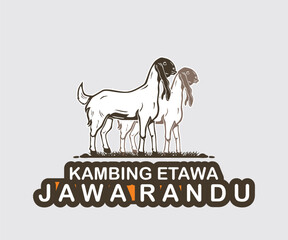 INDONESIAN GOAT JAWA RANDU LOGO, silhouette of great goat standing vector illustrations