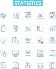 Statistics vector line icons set. Statistic, Analytics, Data, Variables, Probability, Distribution, Regression illustration outline concept symbols and signs