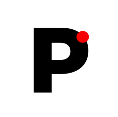 Letter P with a red dot. P company monogram.