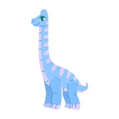 Cartoon big blue dinosaur with a long neck.