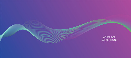 Vector wave dynamic wavy lines. flowing dynamic lines. blue pink background
