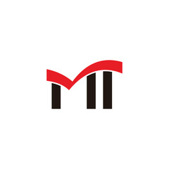 letter mi simple geometric paper ribbon logo vector