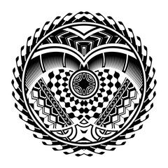 Abstract black and white polynesian tattoo vector