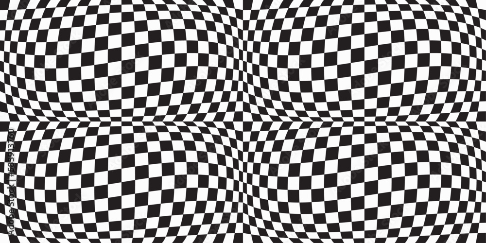 Aufkleber checkerboard convex pattern. optical racing flag, black and white. vector print for surfaces, packag
