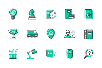 Office - modern line design style icons set