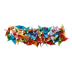 折り紙の鶴で作ったマイナス記号。透過背景。