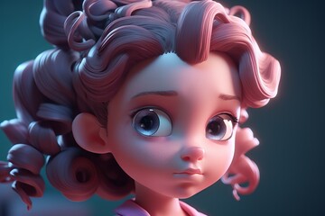 3D Super cute trendy little girl delicate features - AI Generated