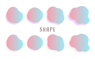 くすみカラーの流体シェイプ素材8セット　グラデーション　ブルー