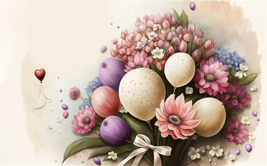 Obraz na płótnie Canvas Illustration of beauty flowers. Valentine's Day, Mother's Day, a wedding, a birthday, and Easter. Spring. Summer. AI generated