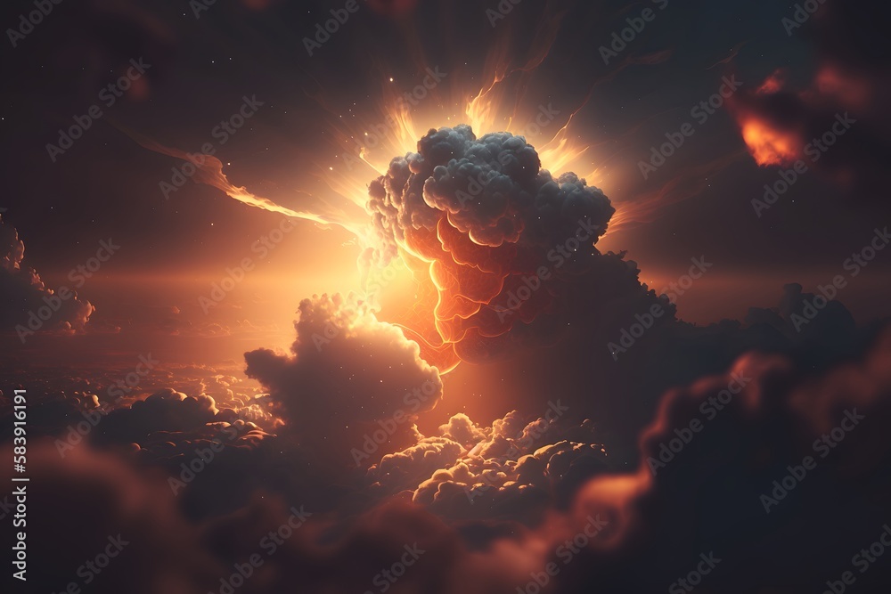 Wall mural sunrise created using ai generative technology
