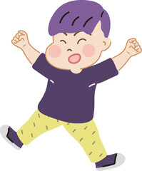 Happy cute kid cartoon character doodle hand drawn design for decoration.