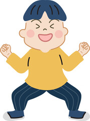 Happy cute kid cartoon character doodle hand drawn design for decoration.