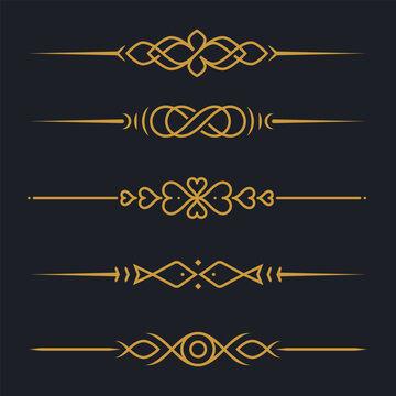 Gold Ornament Premium Decorative Lines Collection. Vector illustration