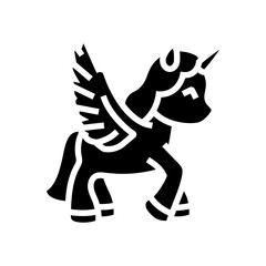 unicorn toy kid bedroom glyph icon vector illustration