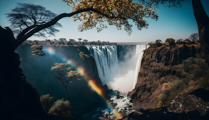 view of the lake, lake and mountains, ictoria Falls Zimbabwe and Zambia, waterfall,