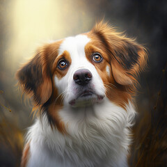 Fototapeta premium Kooikerhondje dog - spaniel type breed of dog. Generated AI tools