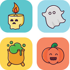 Cute doodle set halloween character vector character illustration verse 1