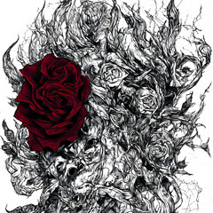Rosen. Die Blume der Liebe in schwarz und weiß - ai generiert