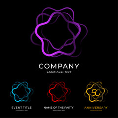 Stylish set of emblem or logo from the lines or anniversary sign - 583919392