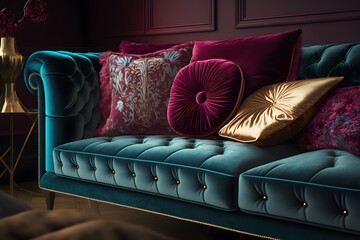 velvet sofa created using AI Generative Technology
