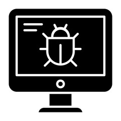 Bug In Computer Glyph Icon