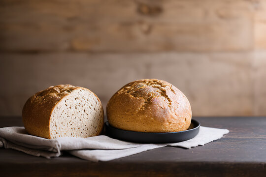 Generative AI of delicious fresh bread on plate