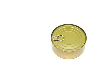 closed tin can isolated on white background