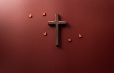 Good Friday and Holy week concept - A religious cross on dark background.