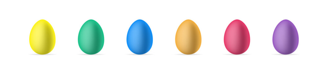 Colorful Easter eggs. Set realistic 3D egg. Seasonal spring element. Vector isolated illustration