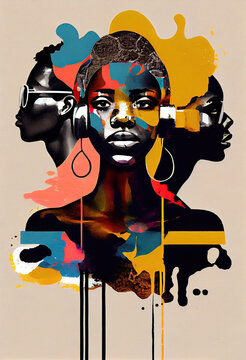 Creative Afrofuturist Illustration of Man with Sunglasses. Generative AI