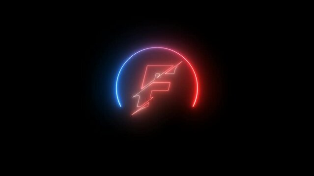  alphabet word F, animation . glowing letter  logo icon animated.