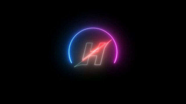 alphabet word H ,animation . glowing letter  logo icon animated.
