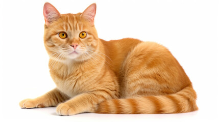 orange cat on White Background ,Generative AI.