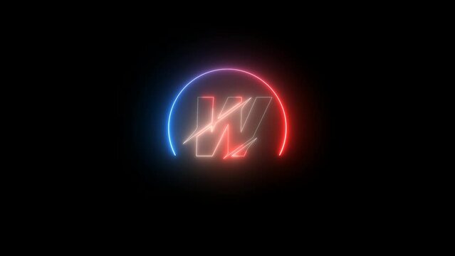 alphabet word W, animation . glowing letter  logo icon animated.