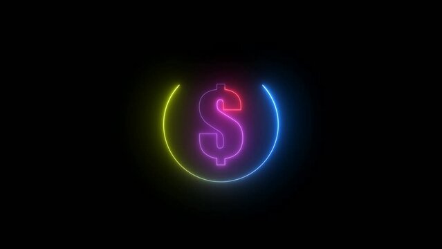 Dollar symbol  animation . glowing dollar  logo icon animated.