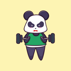 Cute Panda Gym Cartoon Illustration