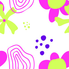 Abstract summer seamless pattern with flowers. Geometry simple floral background