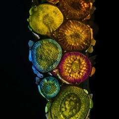 Ultra macro photography of fantastic colourful microorganisms, made with Generative AI