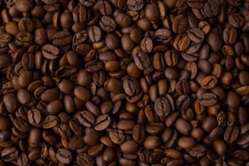 Roasted coffee beans background abstract