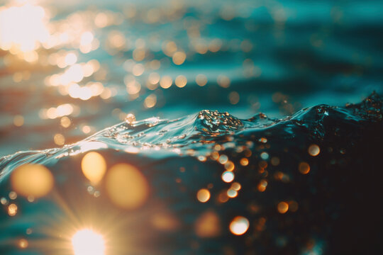 Sunny Sea Spray Close-Up - Generative Ai