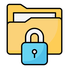 Folder Security Line Color Icon
