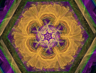 Abstract Magic energy multicolored fractal. 3D rendering.