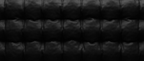 Beautiful texture of a fine black leather surface using as background or header, 3d rendering
