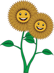 sunflower with leaves vector image illustrations