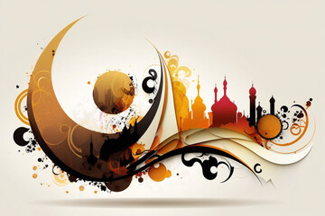 Abstract Muslim Holy Month Ramadan Kareem Artwork Generative Ai
