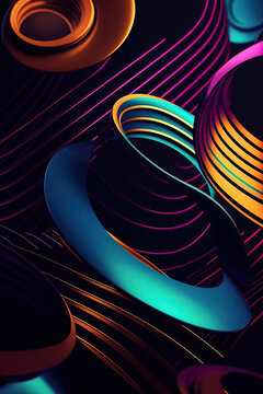 Abstract colorful Metallic Wavy Background. Generative AI