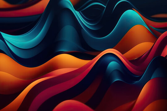 Abstract colorful Metallic Wavy Background. Generative AI