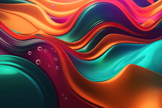 Abstract colorful Metallic Wavy Background. Generative AI