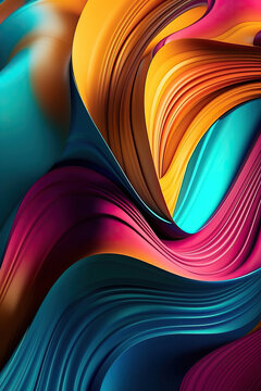 Abstract colorful Metallic Wavy Background. Generative AI